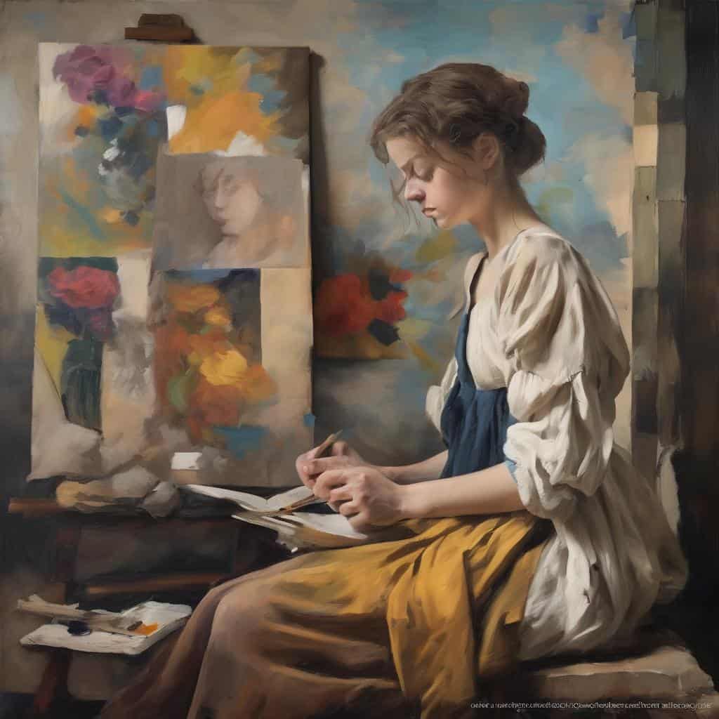 Ανδρας καλλιτέχνης στο στούντιο, δημιουργία και σύγχρονη καλλιτεχνική σκηνή, ζωγραφική, τέχνη και τέχνη moderna, σύγχρονοι καλλιτέχνες.